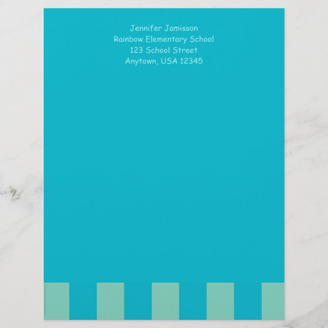 Papel Timbrado Apreciação do Professor Aqua Blue & Green, Nome, (Frente)