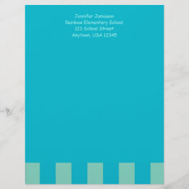 Papel Timbrado Apreciação do Professor Aqua Blue & Green, Nome,