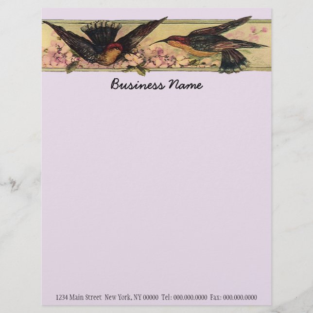 Papel Timbrado Aproximação de Pássaros ~ Trabalho Carta Comercial (Frente)