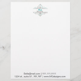 Papel Timbrado Aqua Flourish Personali Business Stationery