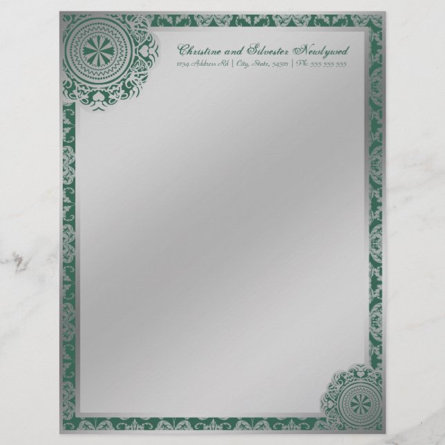 Papel Timbrado Arábico Silver Lace, letão (Frente)
