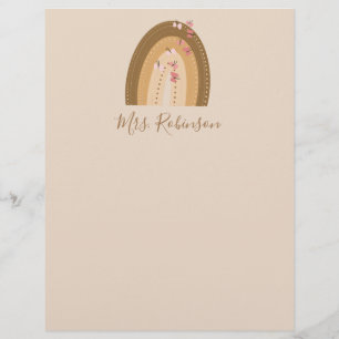 Papel Timbrado Arco-Íris Borboletas Script Nome dos Professores