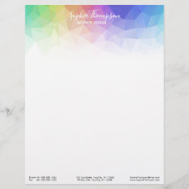 Papel Timbrado Arco-íris colorido moderno poligonal - cabeçalho