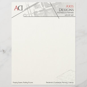 Papel Timbrado Arquiteto Minimalista Impressão Azul Branco