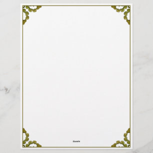 Papel Timbrado Art Nouveau aquarela folhas verdes