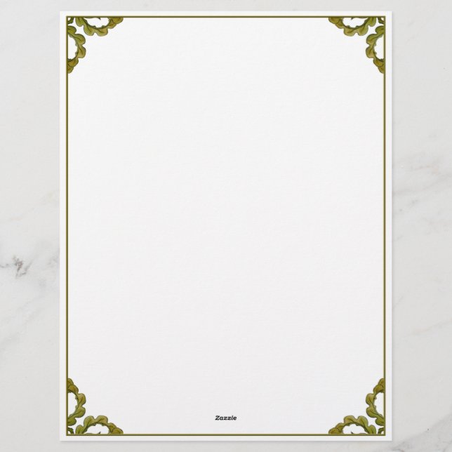 Papel Timbrado Art Nouveau aquarela folhas verdes (Verso)