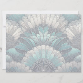 Papel Timbrado Art Nouveau Ventiladores Azuis e Prateados