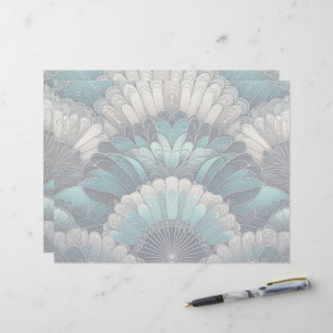 Papel Timbrado Art Nouveau Ventiladores Azuis e Prateados