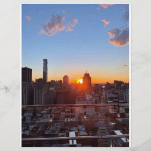 Papel Timbrado Arte da Vista do Rooftop do Pôr do Sol do Horizont