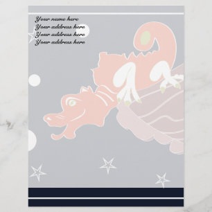 Papel Timbrado Arte de Fantasia Lunar do Dragão Chinês Celestial