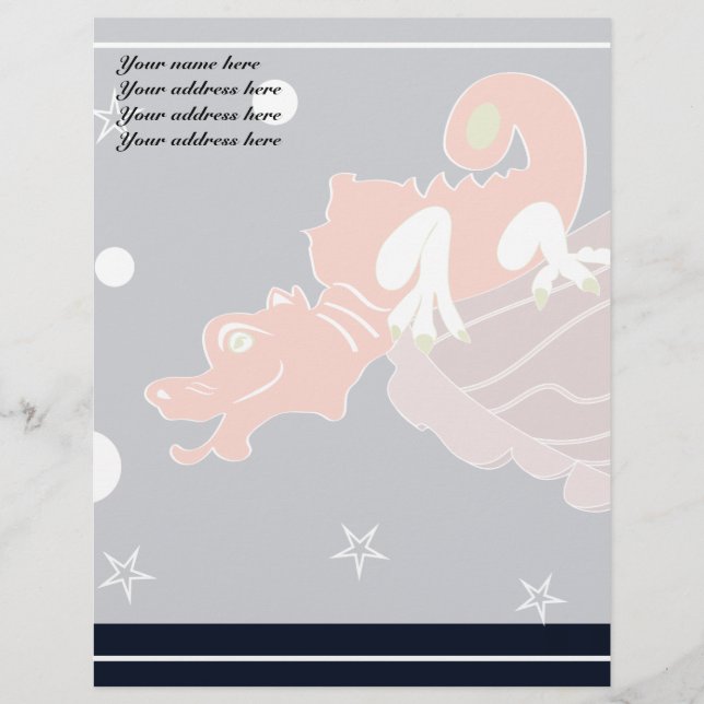 Papel Timbrado Arte de Fantasia Lunar do Dragão Chinês Celestial (Frente)