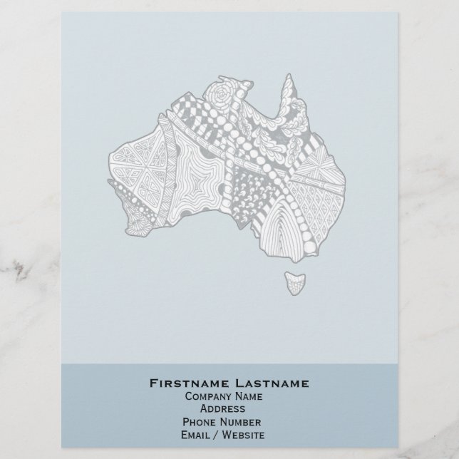 Papel Timbrado Arte de Mapa da Austrália de Cor Personalizada (Frente)