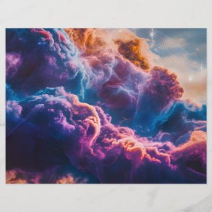 Papel Timbrado Arte de Nebulosa Espacial Abstrata - Cósmica Color