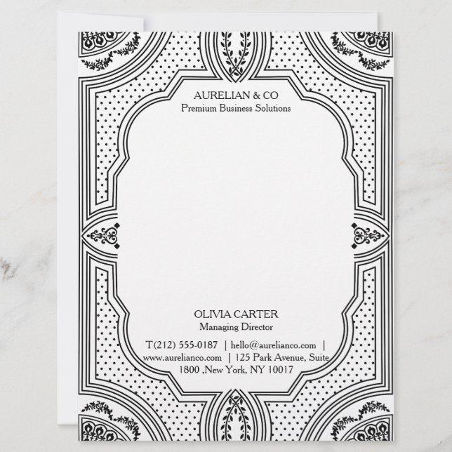 Papel Timbrado Arte Deco Elegante Empresarial (Frente)