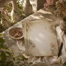 Papel Timbrado Arte Estético de Colagem de Jardim Botânico Vintag