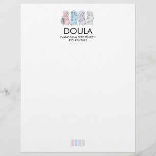 Papel Timbrado Arte Personalizada em Linhas de DOULA em Pastel