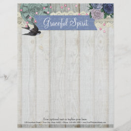 Papel Timbrado Artesanato do chique dos azuis cobaltos do pássaro