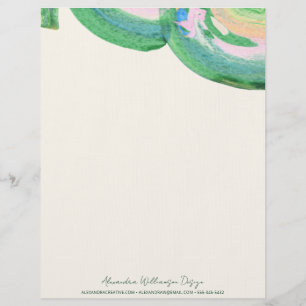 Papel Timbrado Artsy Abstrato Mármore Aquarela Verde Empresarial