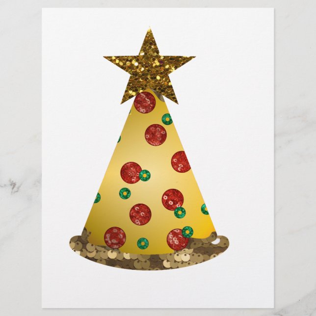 Papel Timbrado árvore de natal de pizza reluzente (Frente)