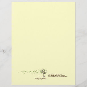 Papel Timbrado Árvore do vento do zen com cabeçalho amarelo das