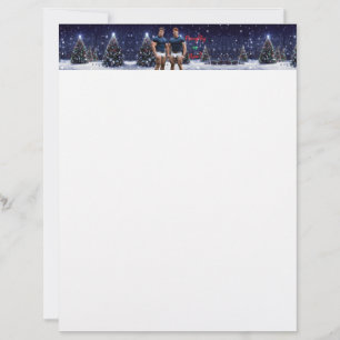 Papel Timbrado Árvores de Natal brilhantes do SlipperyJoe dois mu