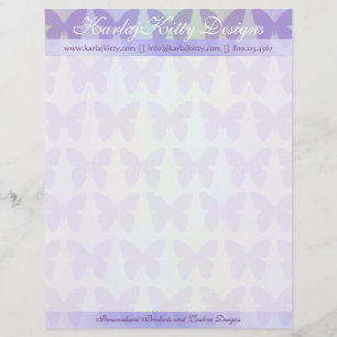 Papel Timbrado As borboletas roxas personalizaram o cabeçalho