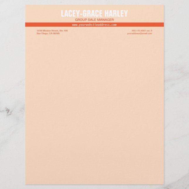 Papel Timbrado Atendimento central, cor-de-rosa laranja stripe (Frente)