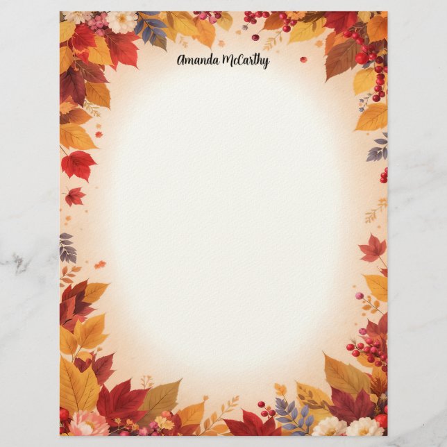Papel Timbrado Autumn Colors Stationery Paper (Frente)