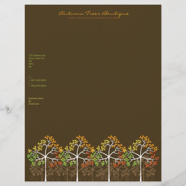 Papel Timbrado Autumn / Fall Trees 2 Modelo Business Letterhead (Frente)