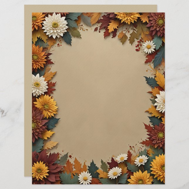 Papel Timbrado Autumn Flowers (Frente/Verso)