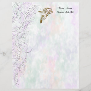 Papel Timbrado ave ouro e espiral