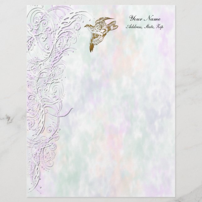 Papel Timbrado ave ouro e espiral (Frente)