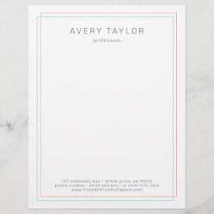 Papel Timbrado AVERY Empresa Profissional Coral e Turquesa