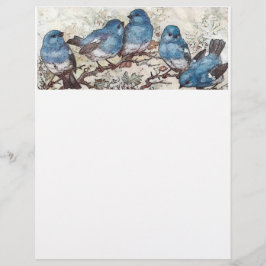 Papel Timbrado Aves Azuis