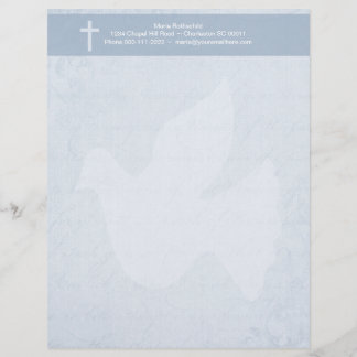 Papel Timbrado Azul cristão da cruz e de espírito floral