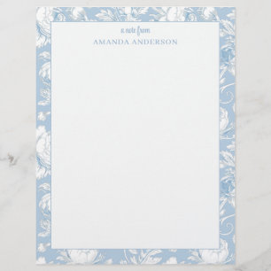 Papel Timbrado Azul e Branco Chinoiserie Nome Personalizado
