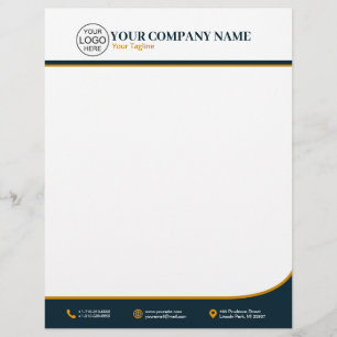 Papel Timbrado Azul elegante e ouro personalizado
