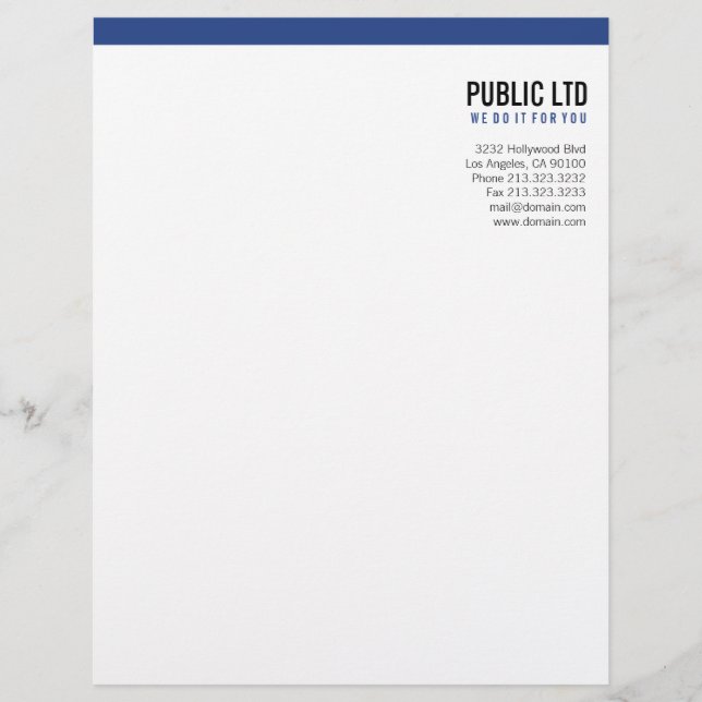 Papel Timbrado Azul elegante simples (Frente)