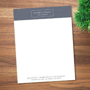 Papel Timbrado Azul Linho e Marfim Minimalista Moderno
