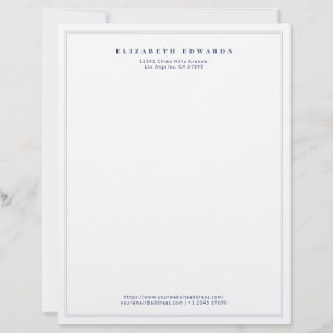 Papel Timbrado Azul Marinho Dupla Borda Simples Elegante Minimali