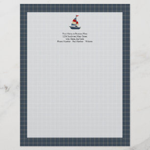 Papel Timbrado Azul Náutico, Vermelho, Cream - Personalizado