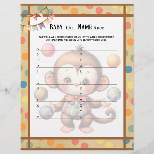 Papel Timbrado Baby Circus_ Baby Girl Name Race Game (Frente)