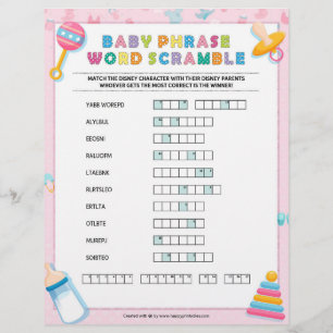 Papel Timbrado Baby Phrase Scramble [Baby Basics Pink]