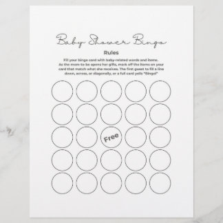 Papel Timbrado Baby Shower Gift Bingo Game
