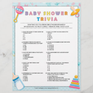 Papel Timbrado Baby Trivia Jogos Chás de fraldas [Baby Basics Blu