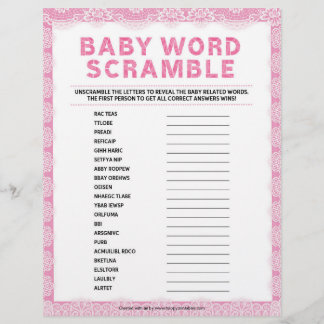 Papel Timbrado Baby Word Scramble [Lace de luxo [rosa]]