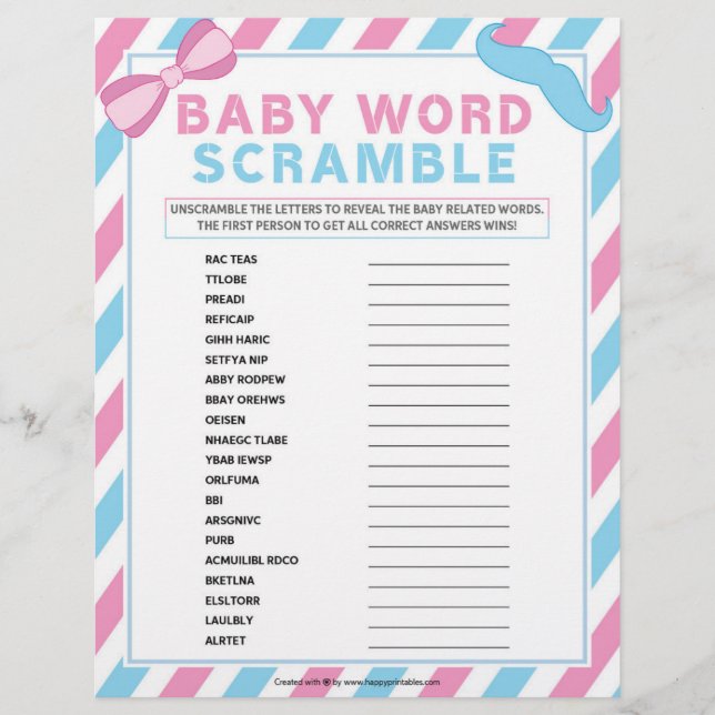 Papel Timbrado Baby Word Scramble [Surpresa ao gênero] (Frente)