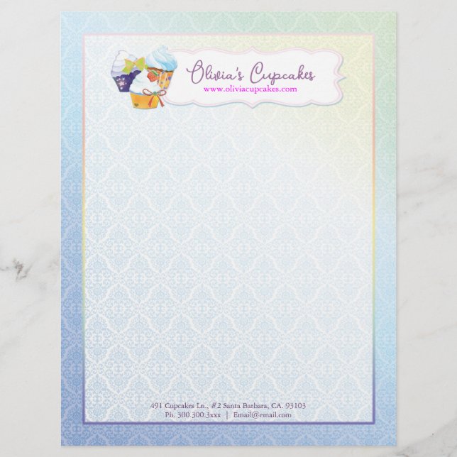 Papel Timbrado Baker e pastelaria Cupcake de chef (Frente)