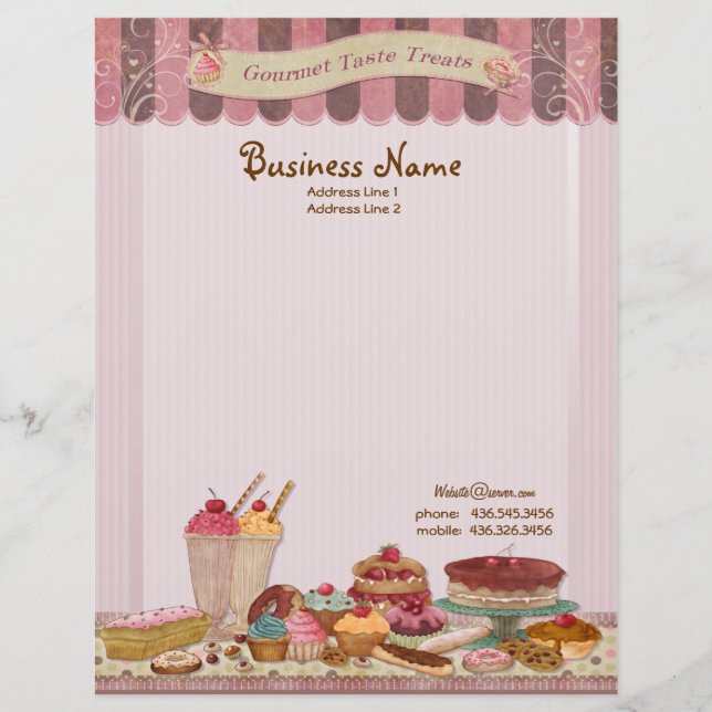 Papel Timbrado Bakery Boutique Cakes & Patisserie Letterhead (Frente)