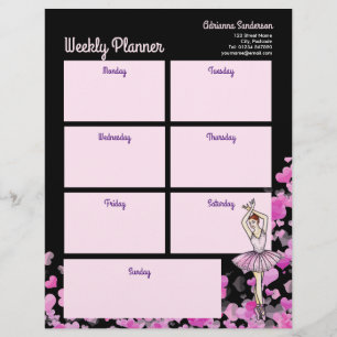 Papel Timbrado Ballerina Pink Vestido Coração Púrpura Planejad